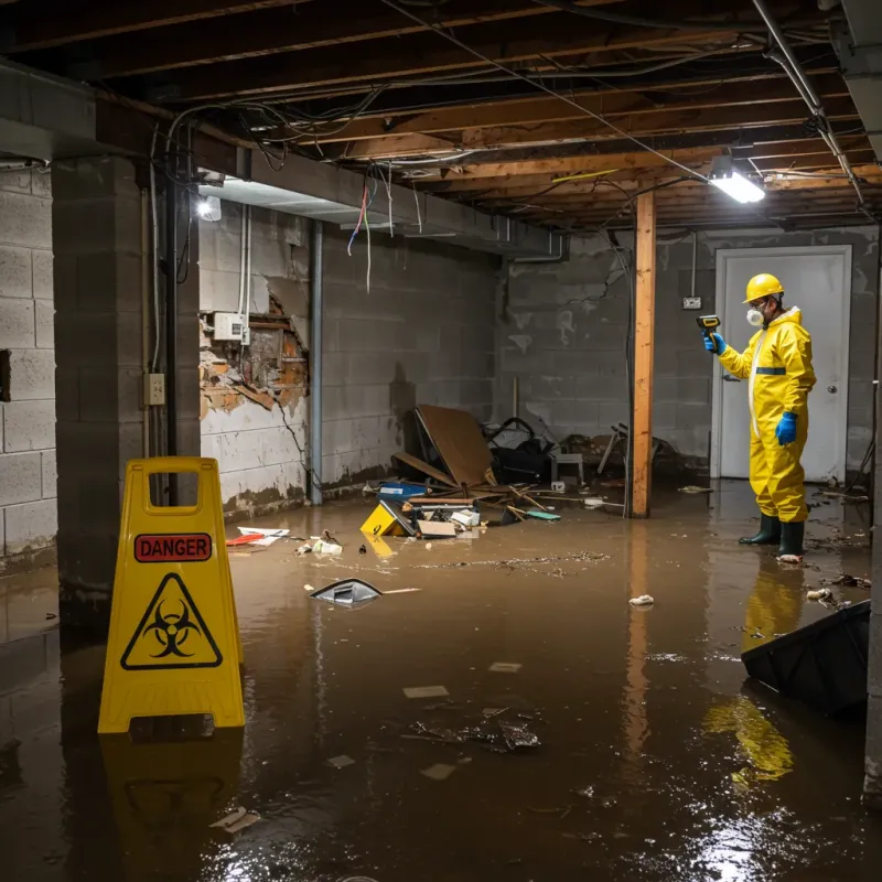 Flooded Basement Electrical Hazard in Bexley, OH Property